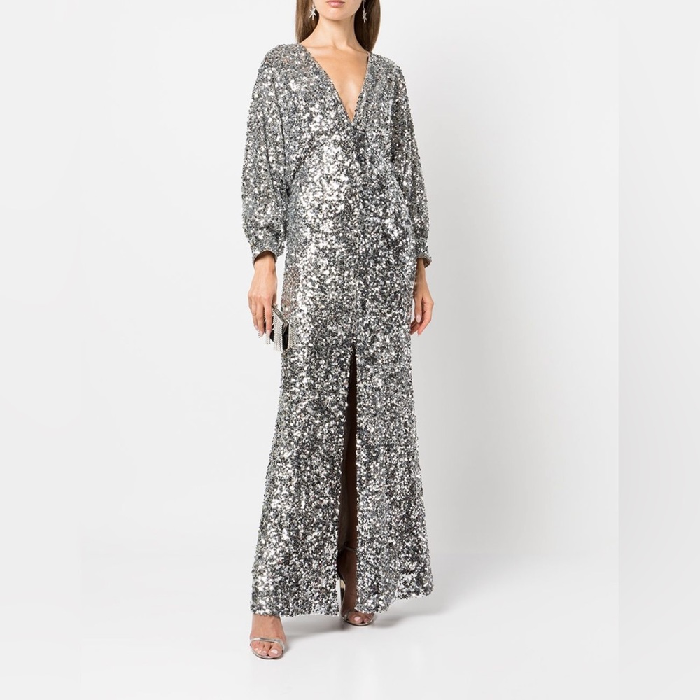 Sachin + Babi Silver Sequin Maxi Dress